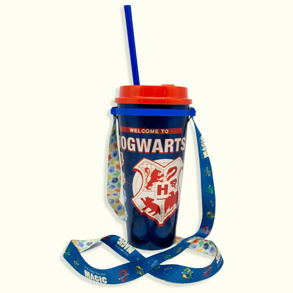 Copo com Canudo Hogwarts Harry Potter