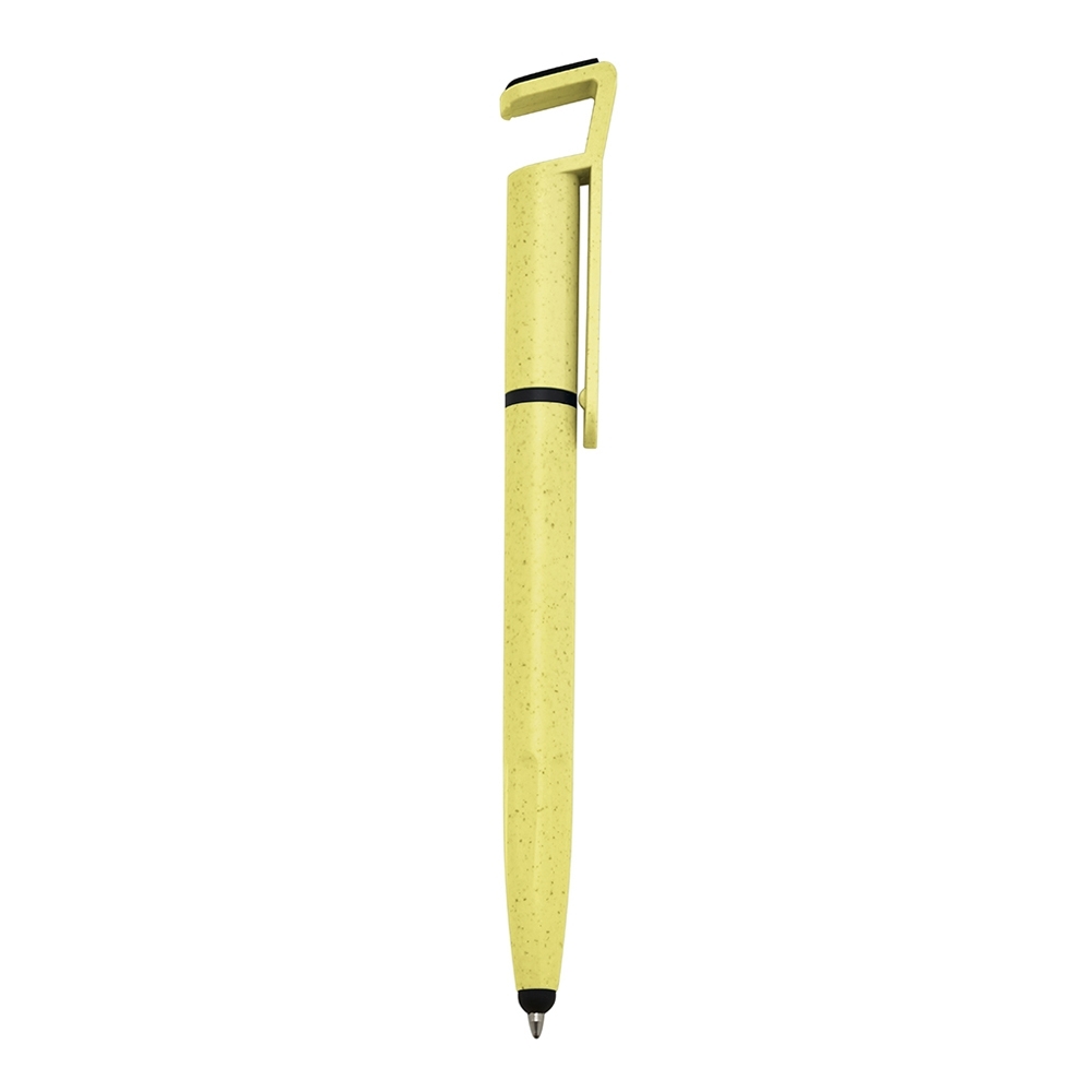 Caneta Fibra de Bambu Touch com Suporte — Amarelo