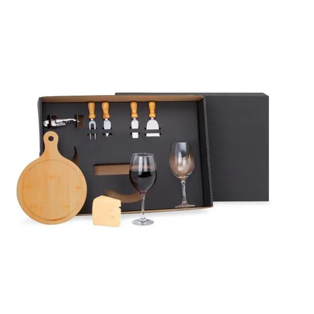 Kit Queijo e Vinho com Tábua Redonda