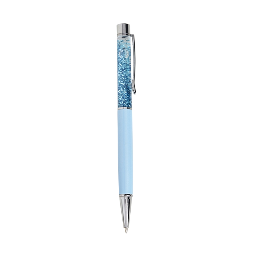 Caneta Metal Glitter — Azul Claro