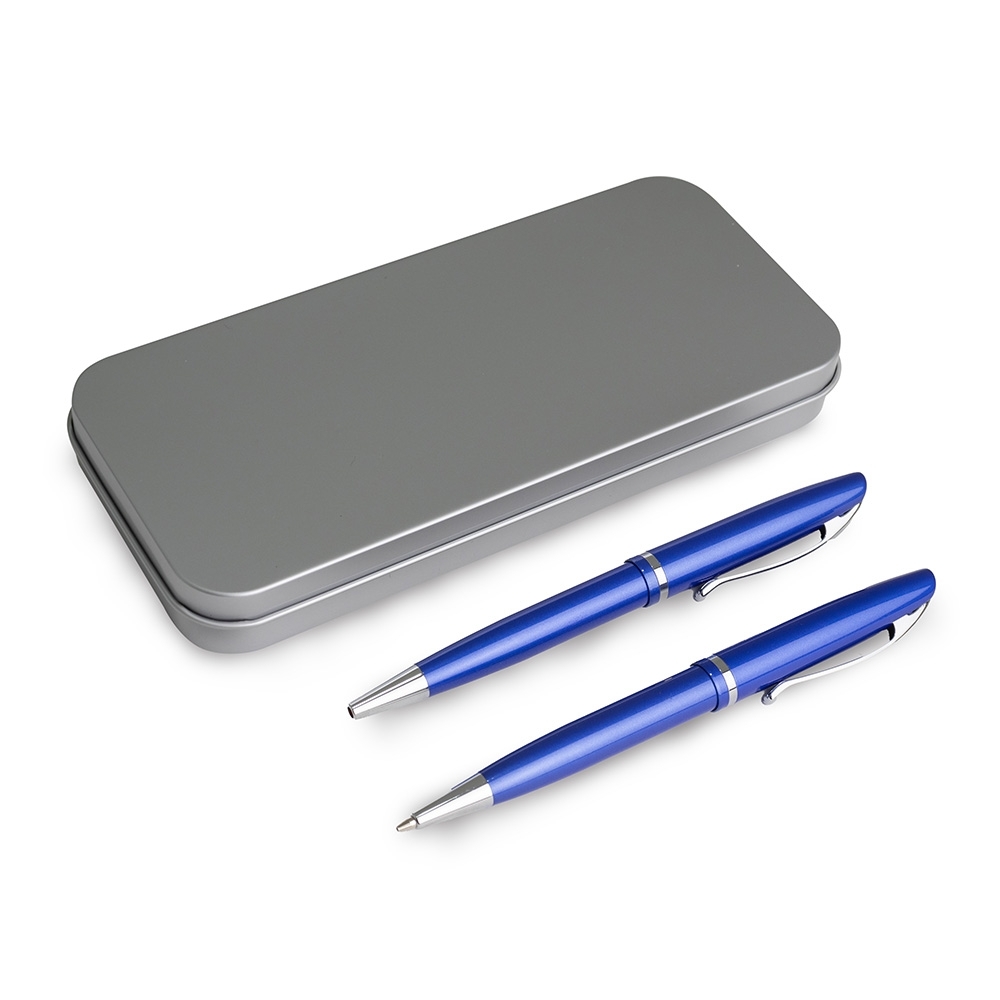 Conjunto Caneta e Lapiseira Metal — azul escuro