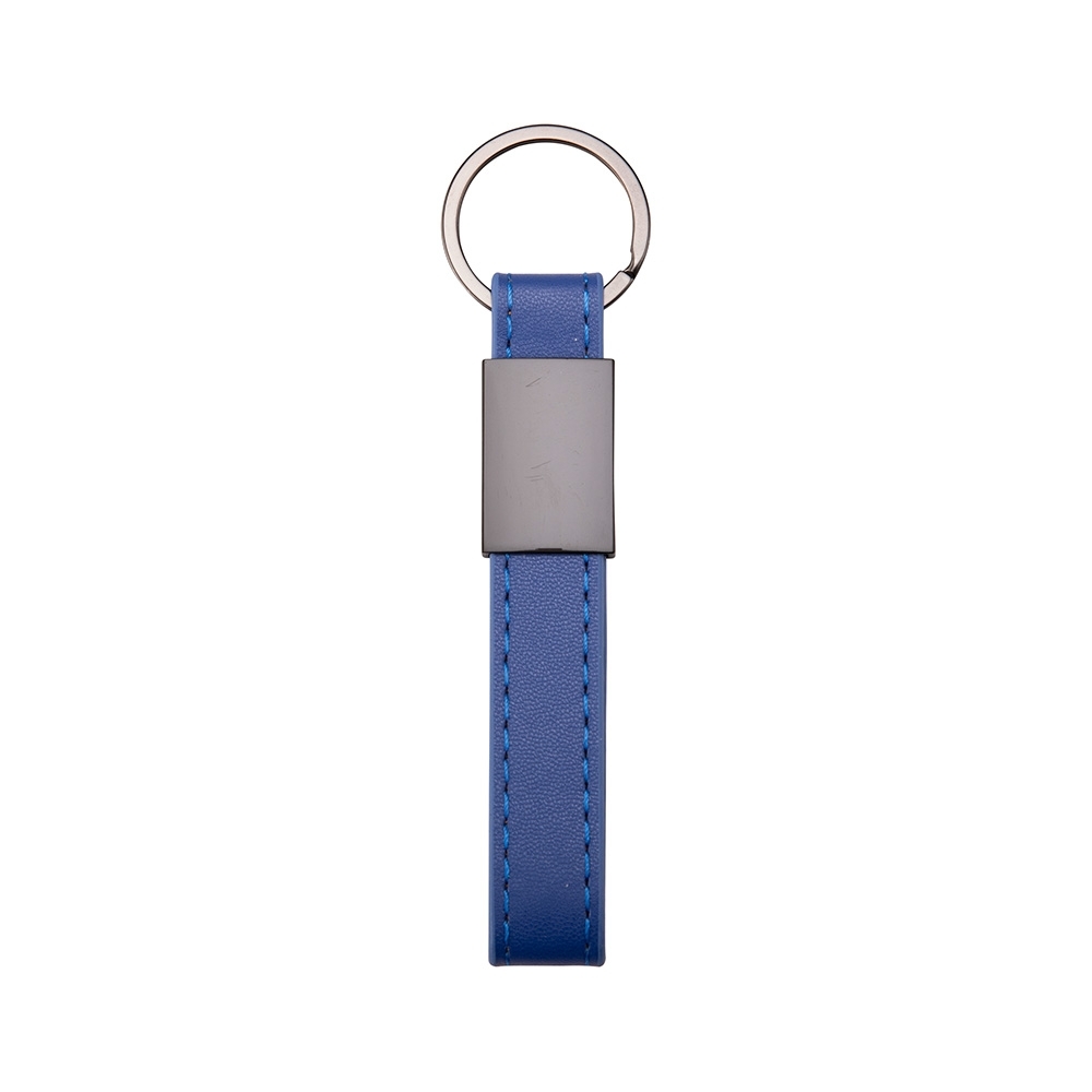 Chaveiro Metal com Couro Sintético — Azul
