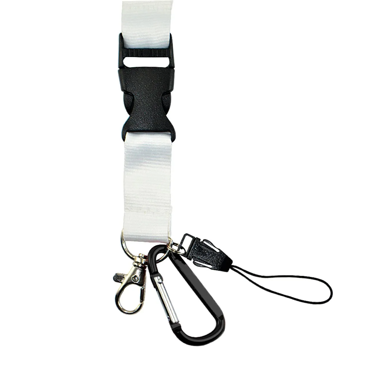 Cordão de Pescoço Branco com Mosquetão — Preta
