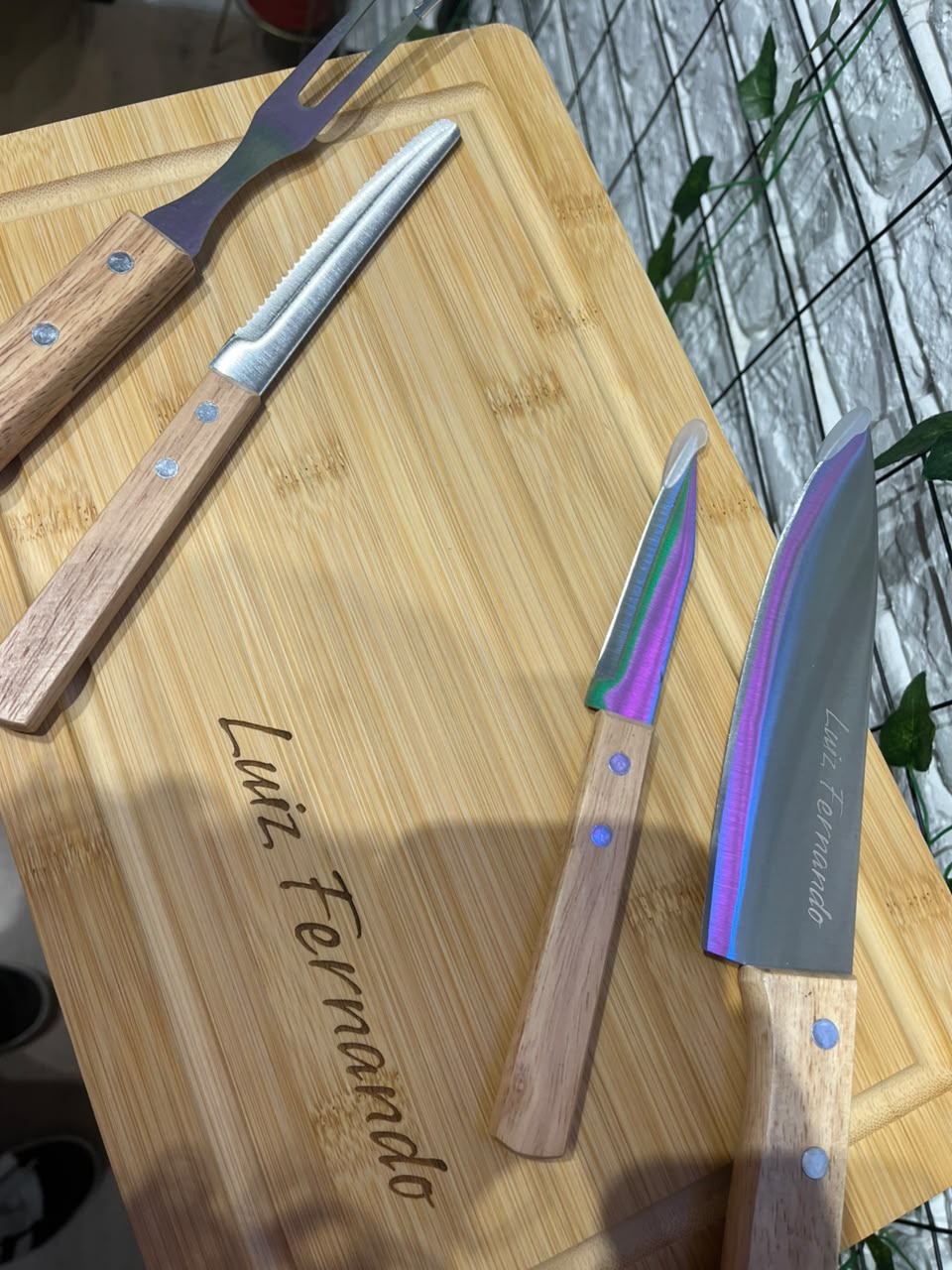 Kit Churrasco 5 Peças gravado em Laser CO2