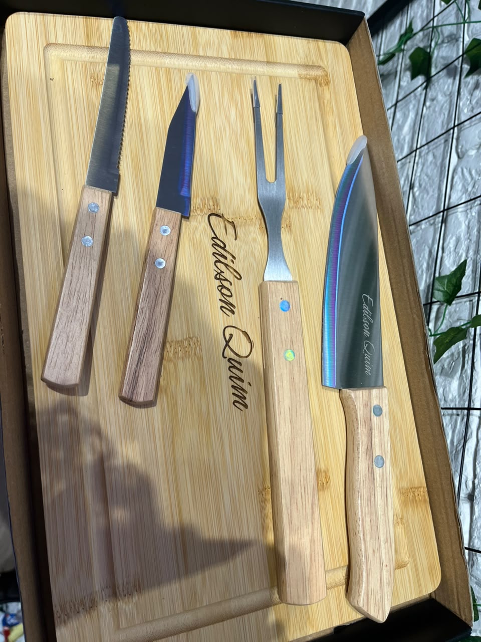 Kit Churrasco 5 Peças gravado em Laser CO2